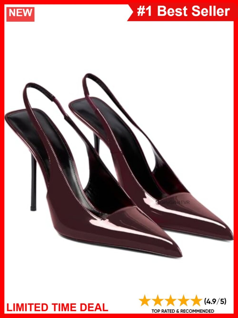 Patent Leather Pointed Toe Slingback Stiletto Heels